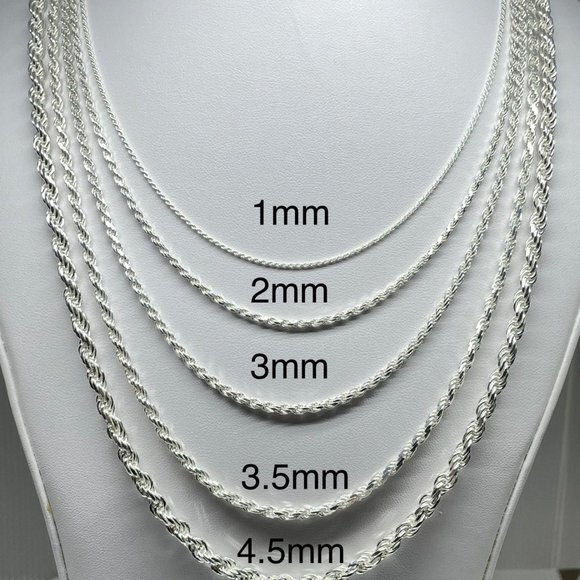 925 SILVER ROPE CHAIN 3MM WIDE 20